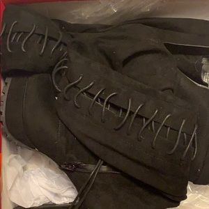 Black Knee High Heeled Boots